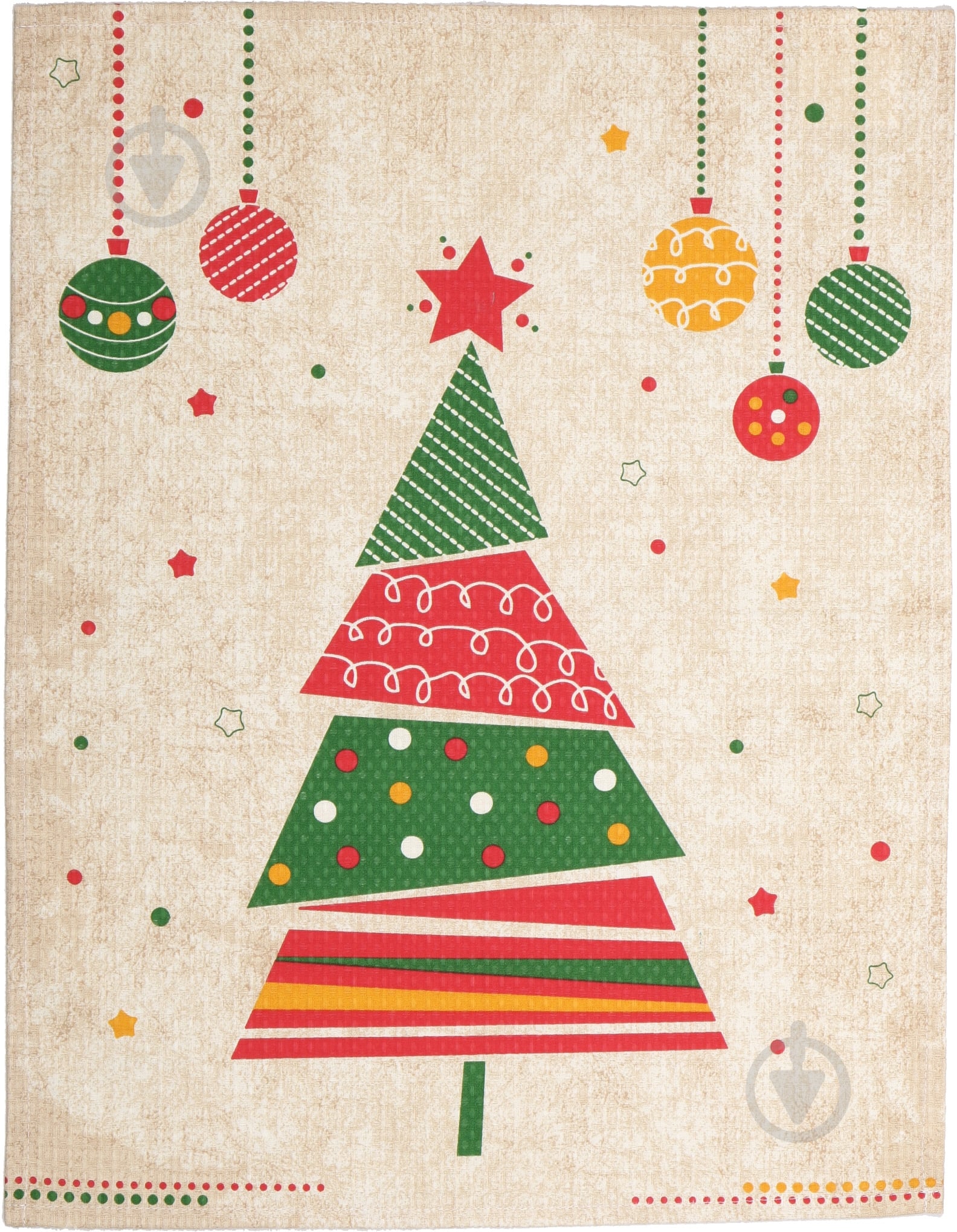 Рушник вафельний Christmas 45x60 см Прованс бежевий із малюнком - фото 2