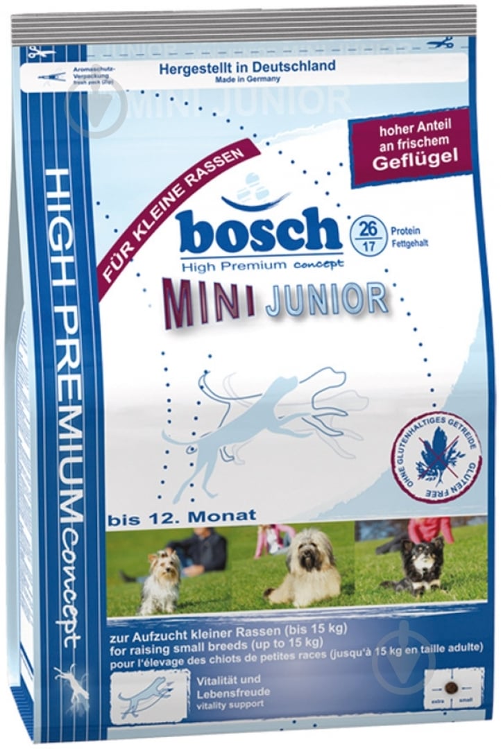 Корм для малих порід Bosch Petfood Mini Junior 1 кг 5506001 (свіже м'ясо свійської птиці) 1 кг - фото 1