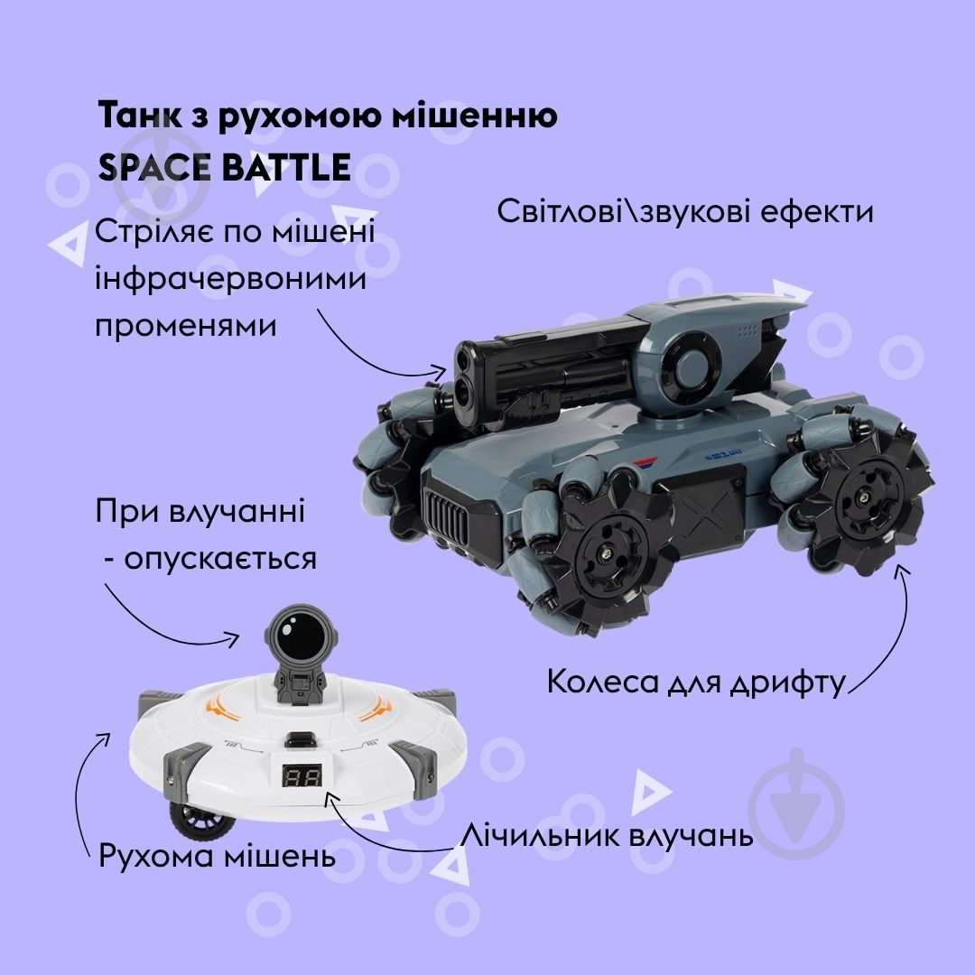 Танк на радіокеруванні OTAMANKO SPACE BATTLE сірий 532.02.37 - фото 2 Танк на радіокеруванні OTAMANKO SPACE BATTLE сірий 532.02.37 - фото 2