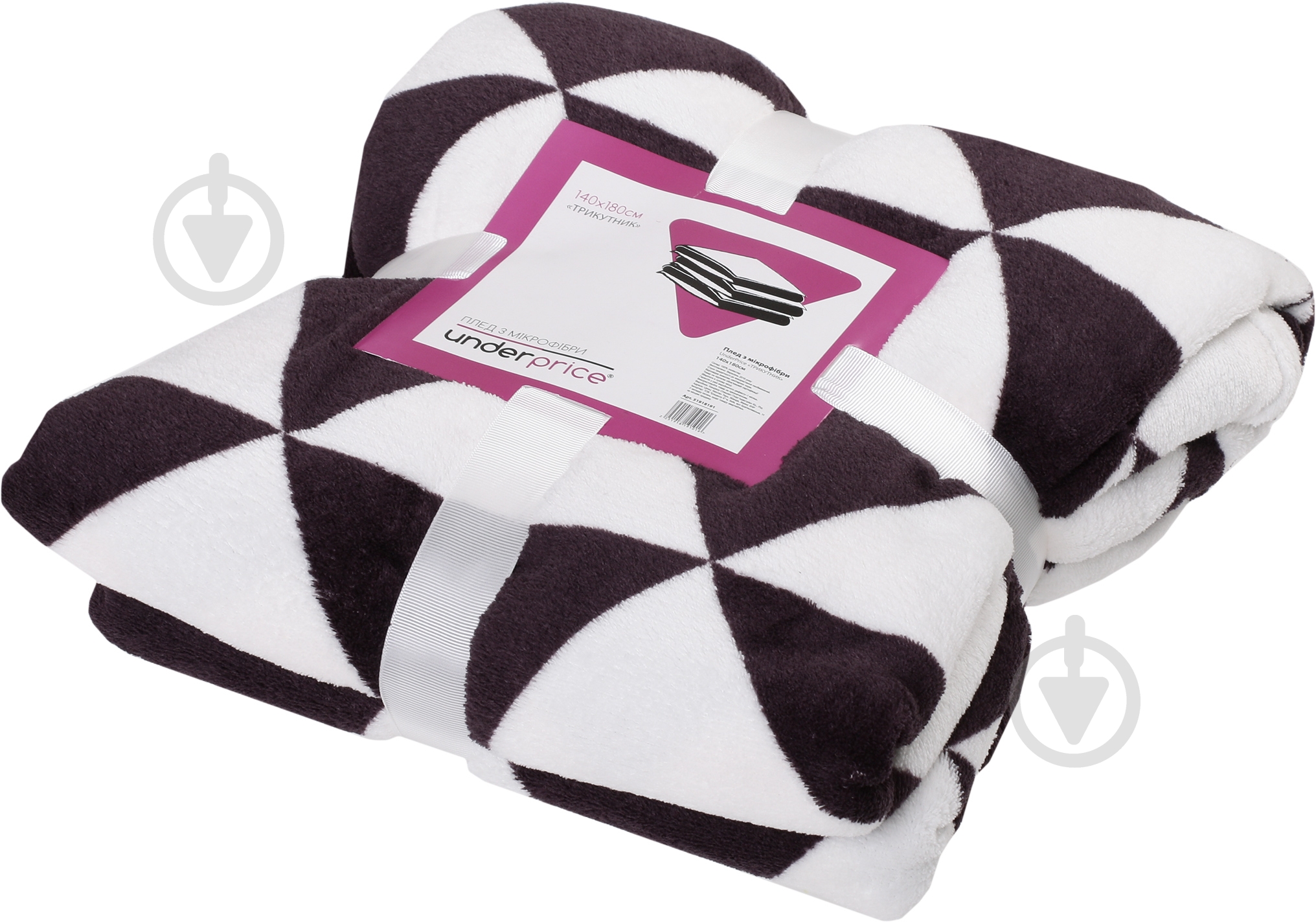 Плед Треугольник 140x180 см черно-белый Underprice - фото 3
