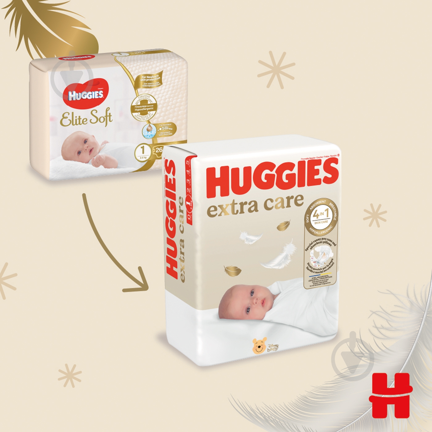 Підгузки Huggies Extra Care 1 2-5 кг 22 шт. - фото 4