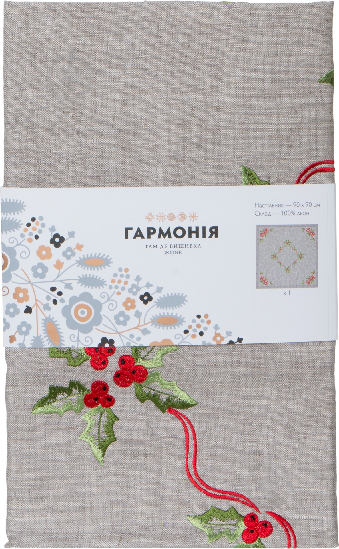 Раннер Гармонiя Бант 90x90 см серый с рисунком - фото 3