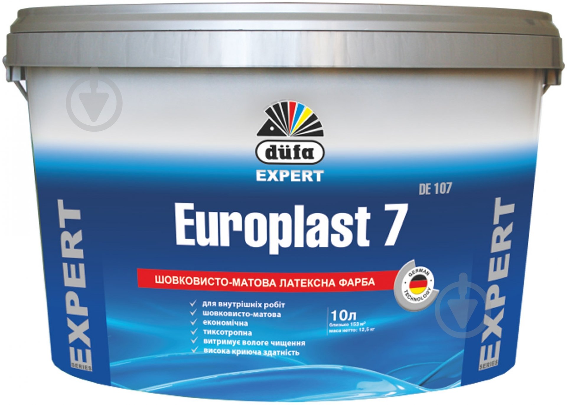 Фарба латексна водоемульсійна Dufa Europlast 7 DE 107 шовковистий мат білий 10 л - фото 2