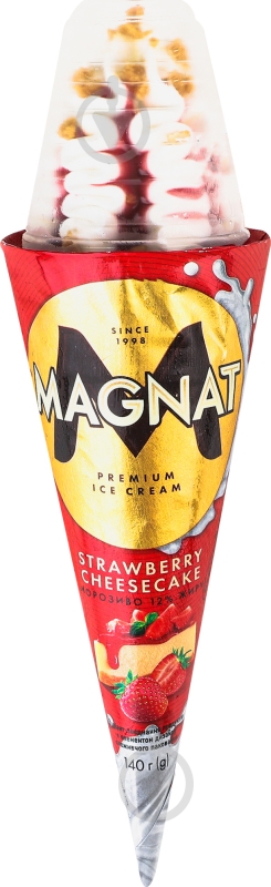 Морозиво Magnat Strawberry Cheesecake вафельний ріжок 140 г - фото 1