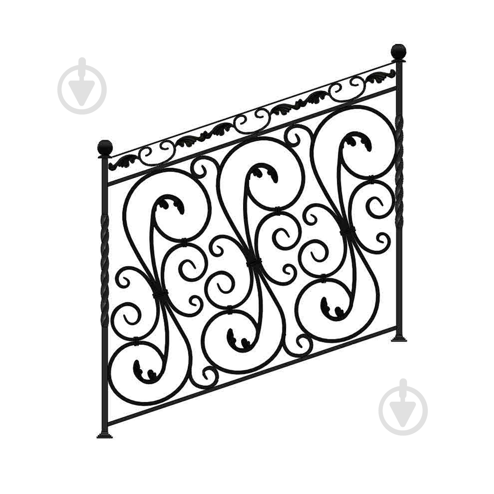 Кованое лестничное ограждение Артдеко ЛО-16 1100х1000 мм (комплект елементів) - фото 1