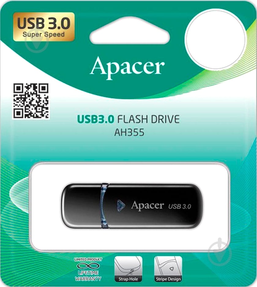 Флеш-память Apacer AH355 32 ГБ USB 3.0 black (AP32GAH355B-1) - фото 4