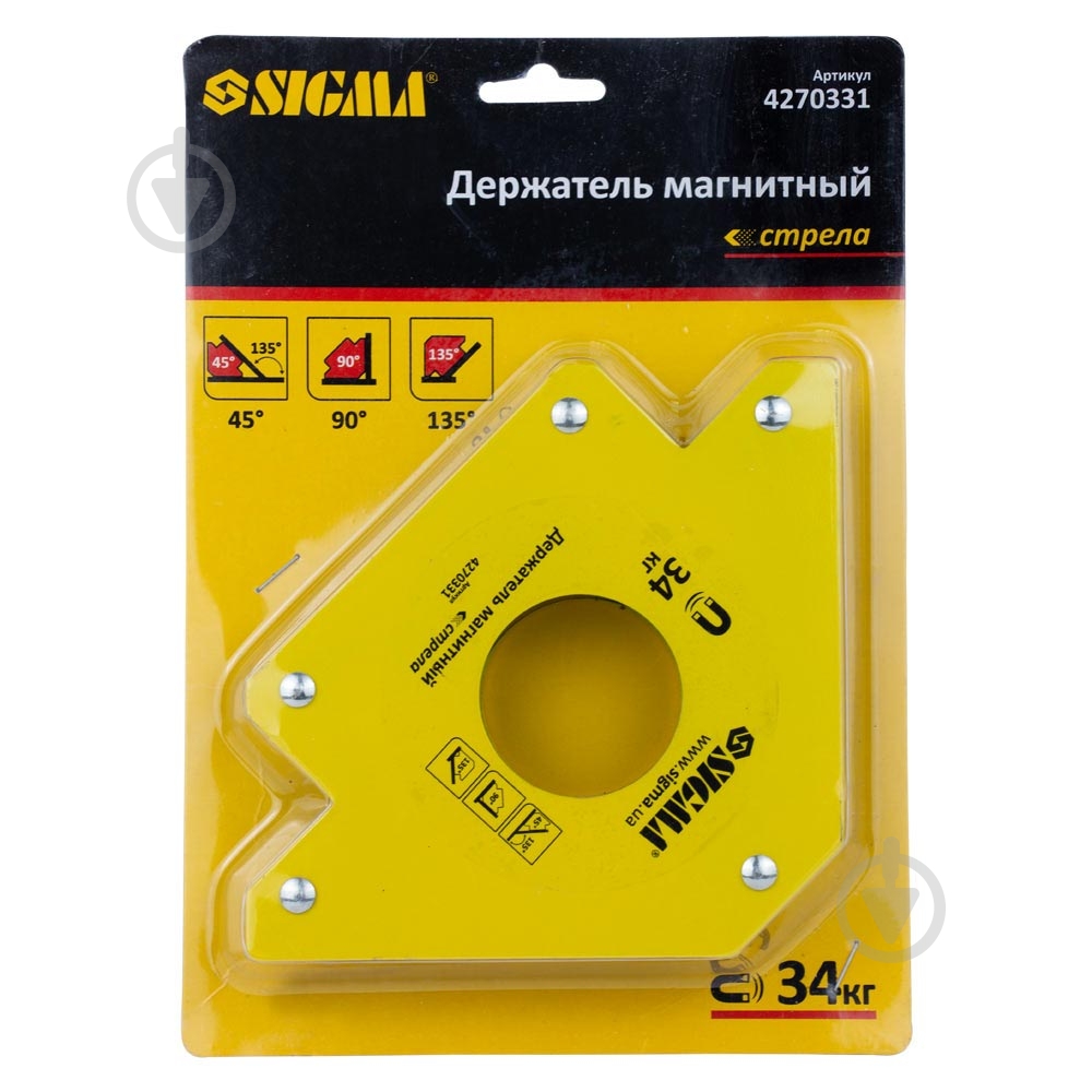 Тримач магнітний Sigma стріла 34кг (45,90,135 °) 4270331 - фото 5