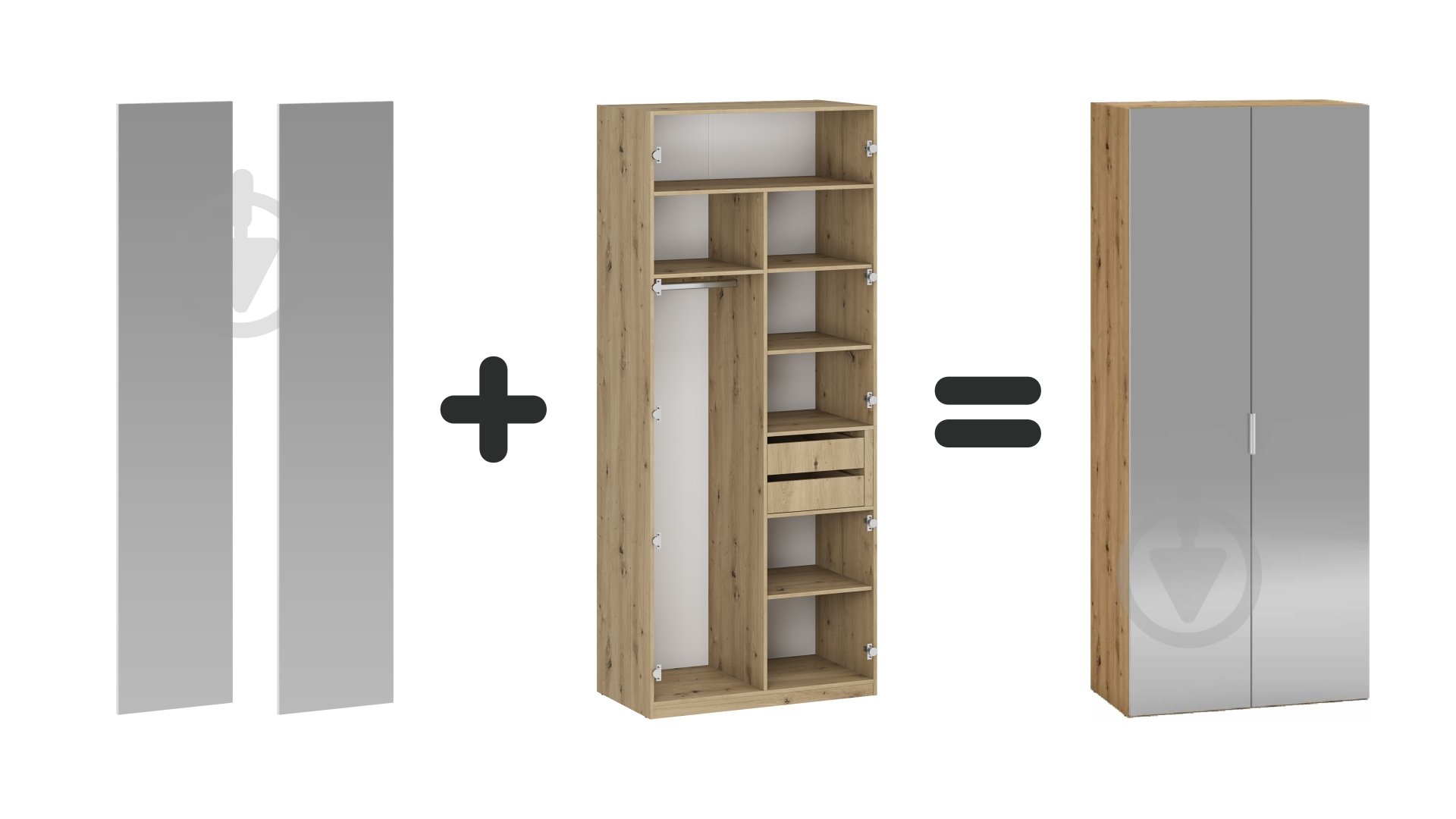 Двері до шафи Грейд ш-к ФЛЕКС з дзеркалом ДСП#16 2368х496 мм німфея альба - фото 2 Двері до шафи Грейд ш-к ФЛЕКС з дзеркалом ДСП#16 2368х496 мм німфея альба - фото 2