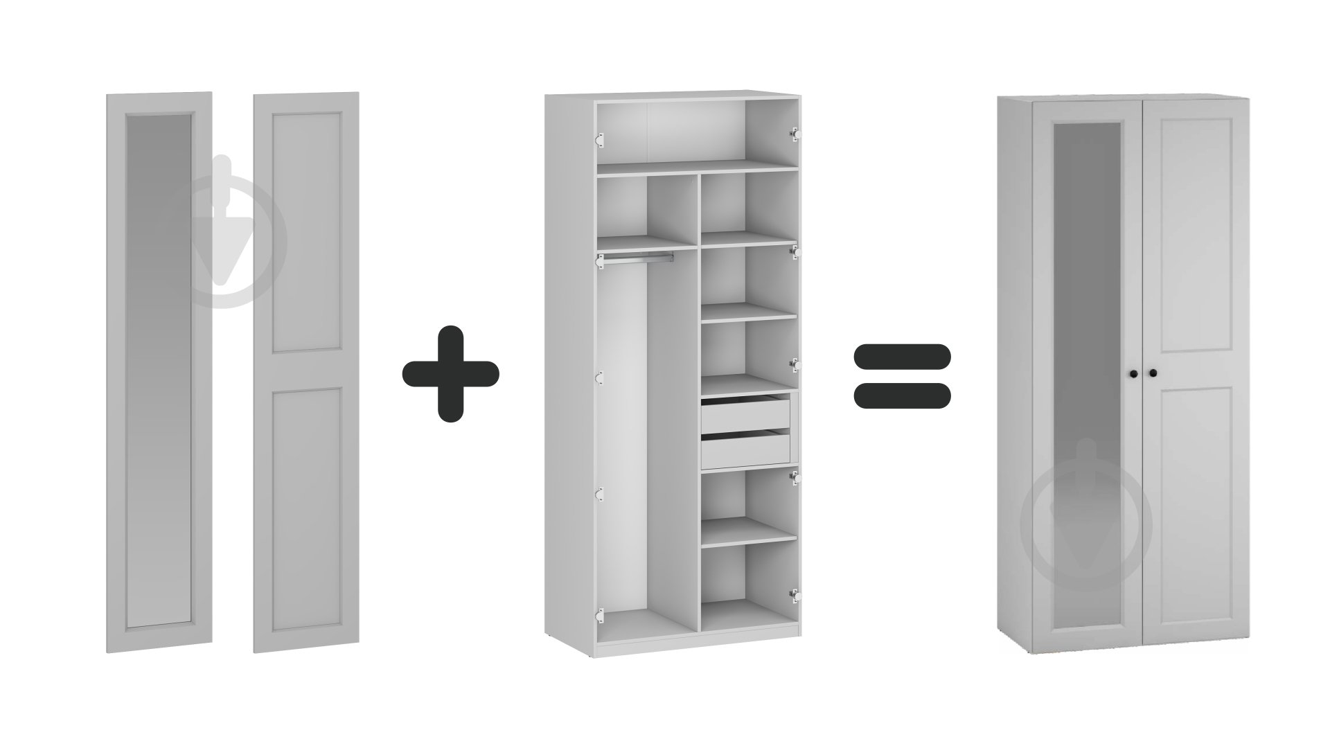 Дверь к шкафу Грейд ш-к ФЛЕКС МДФ#16 2368х496 мм с зеркалом пепельный - фото 2