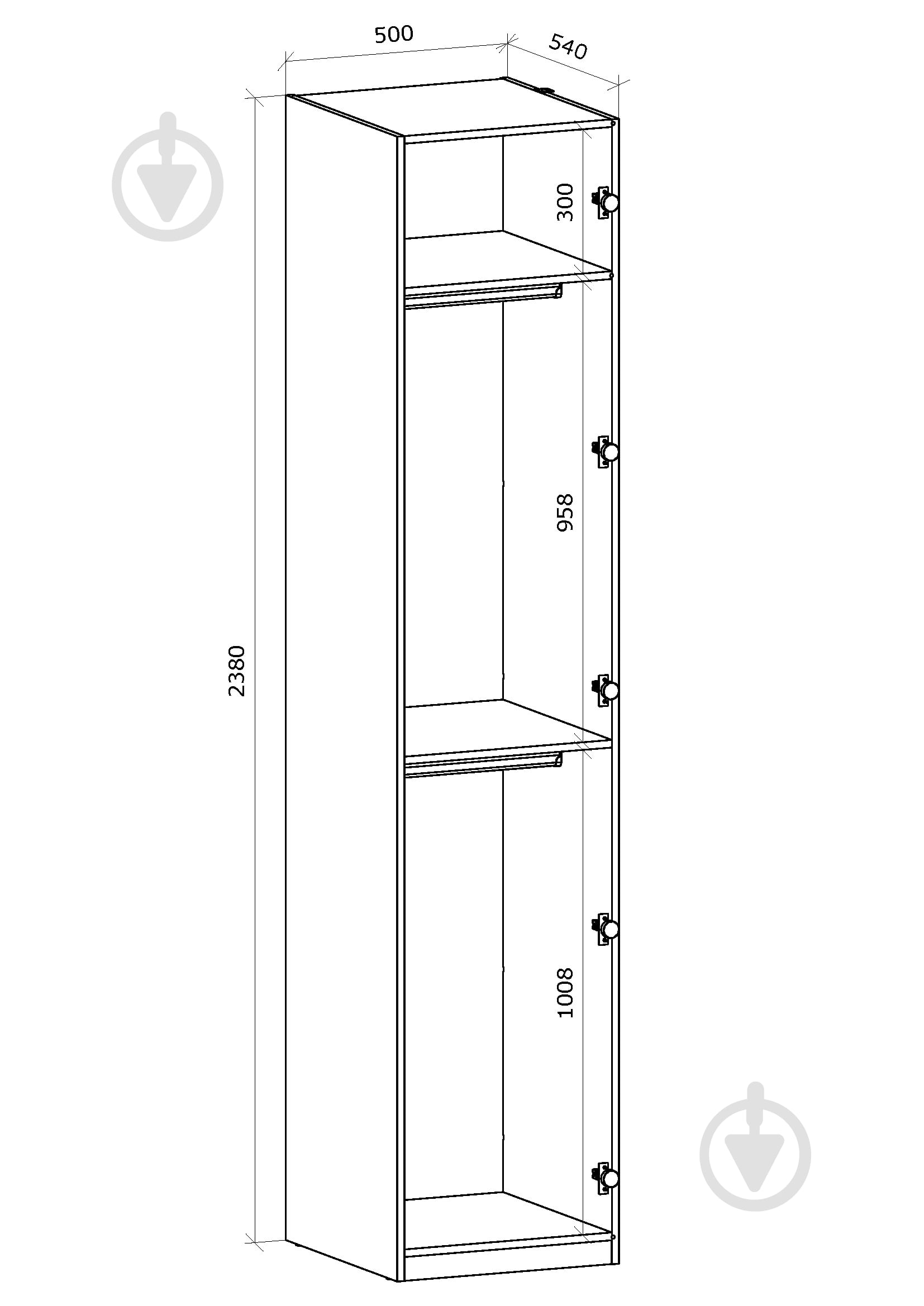Корпус шафи Грейд ш-к ФЛЕКС тип №1 500х2380х540 мм 2380х500х540 мм білий - фото 4