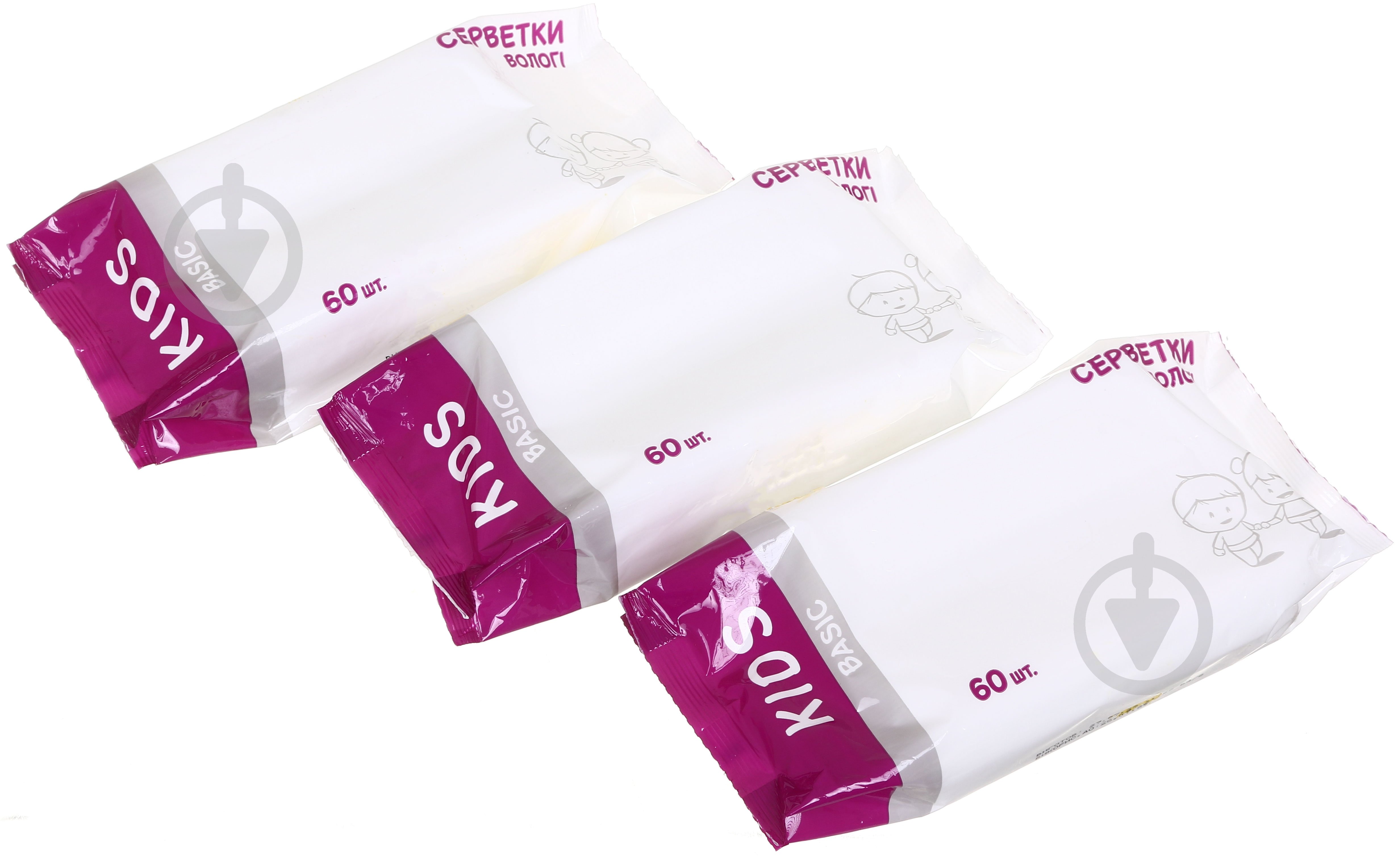 Набір вологих серветок Kids Basic 3 упаковки x 60 шт. - фото 2