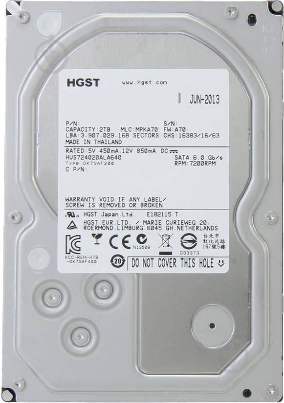 Жесткий диск Hitachi HGST Ultrastar 7K4000 2 ТБ 3,5" SATA III (0F14690) - фото 1 Жесткий диск Hitachi HGST Ultrastar 7K4000 2 ТБ 3,5" SATA III (0F14690) - фото 1