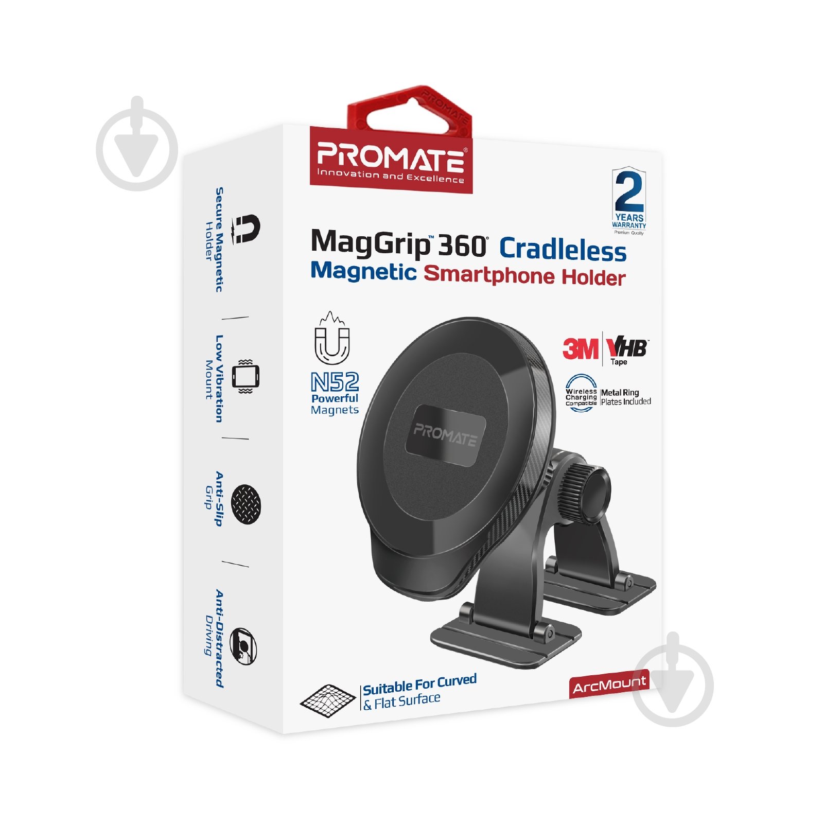 Автодержатель для телефона магнитный Promate ArcMount black - фото 8