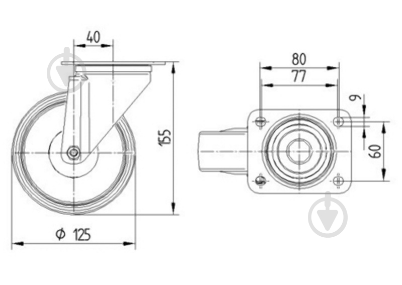 Колесо 3470 DVR 125 P62 d125 мм TENTE - фото 2 Колесо 3470 DVR 125 P62 d125 мм TENTE - фото 2