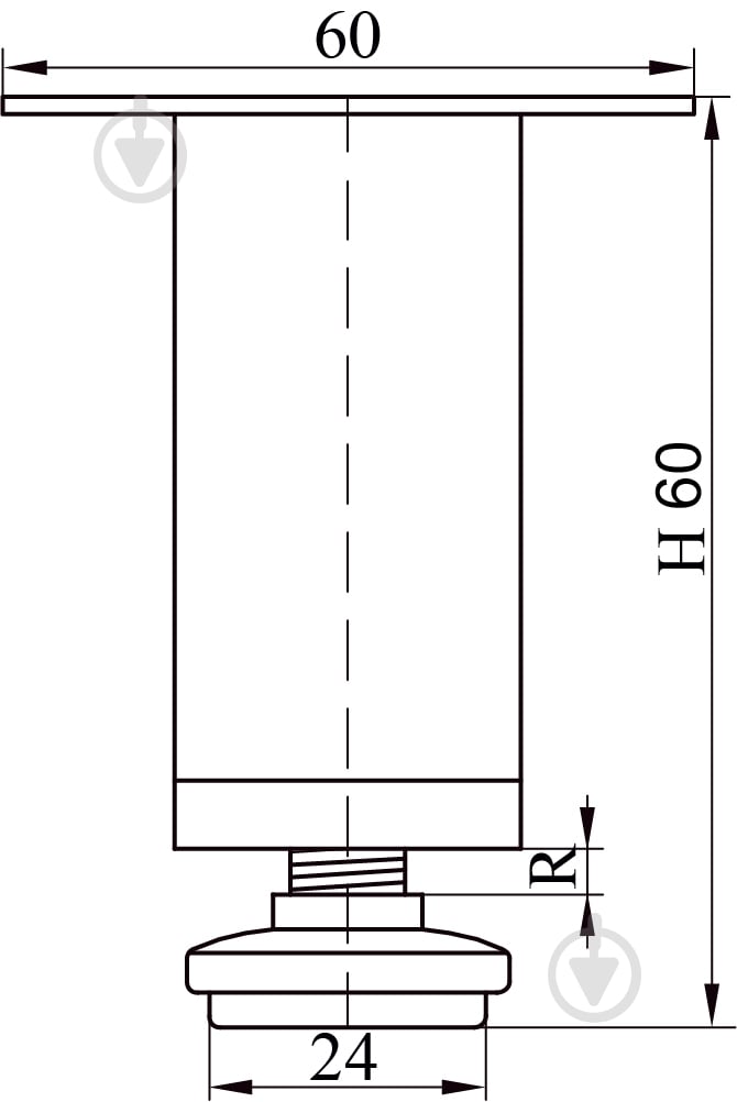 Меблева ніжка DC NL 05/60 G2 d30 мм хром - фото 4