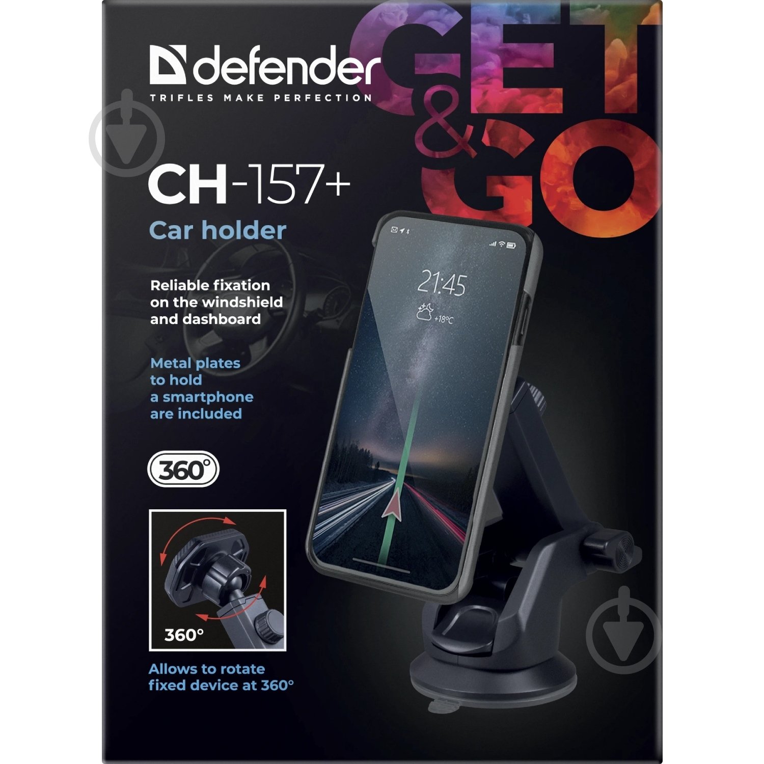 Тримач для смартфона Defender CH-157+ чорний - фото 10 Тримач для смартфона Defender CH-157+ чорний - фото 10