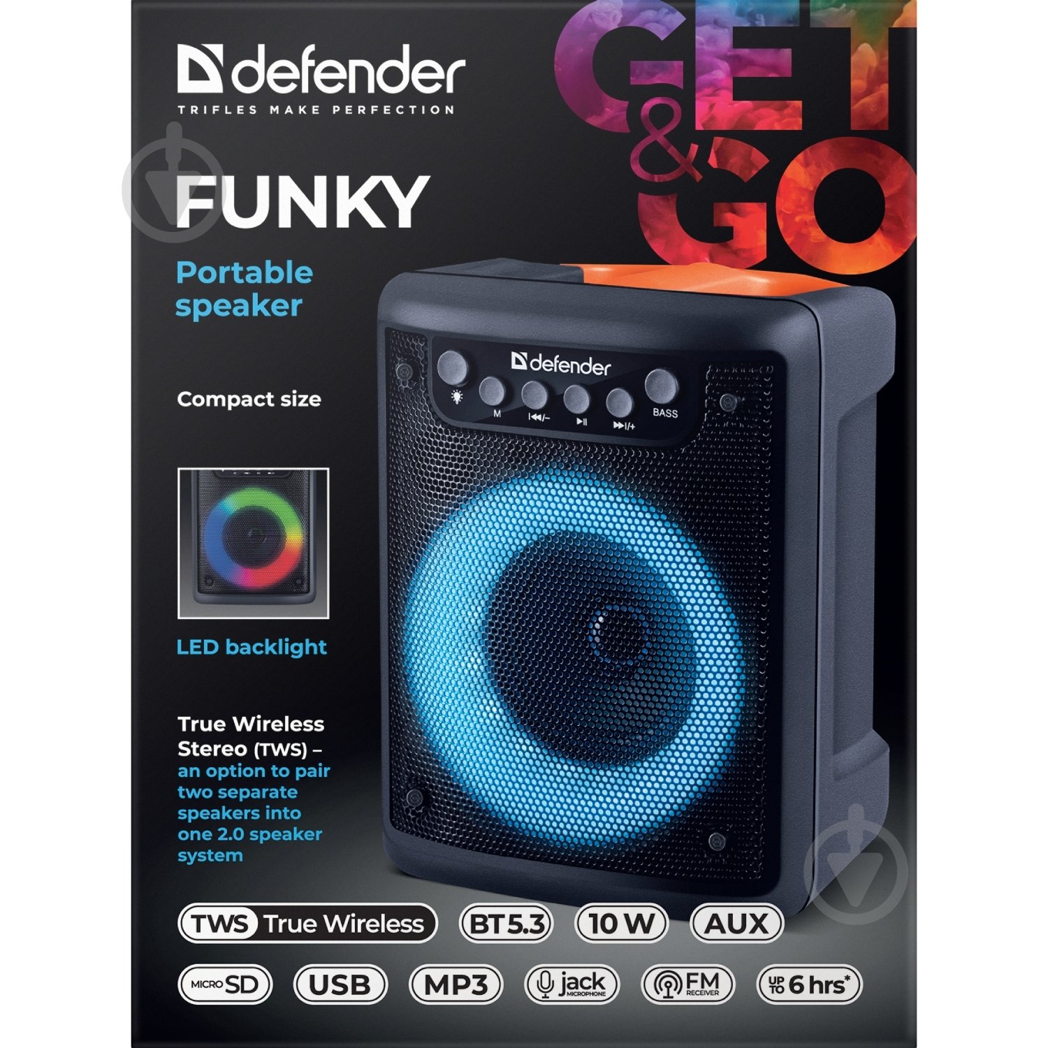 Акустическая система Defender Funky 1.0 black - фото 6 Акустическая система Defender Funky 1.0 black - фото 6