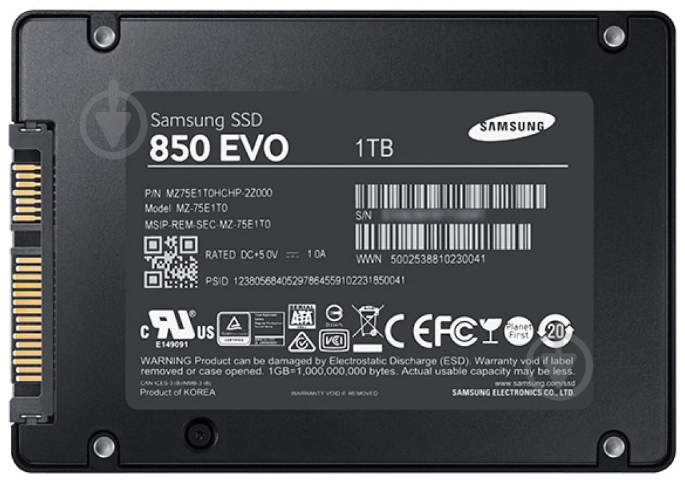 SSD-накопитель Samsung 850 Evo 1000GB 2,5" SATA III (MZ-75E1T0B/EU) - фото 2 SSD-накопитель Samsung 850 Evo 1000GB 2,5" SATA III (MZ-75E1T0B/EU) - фото 2