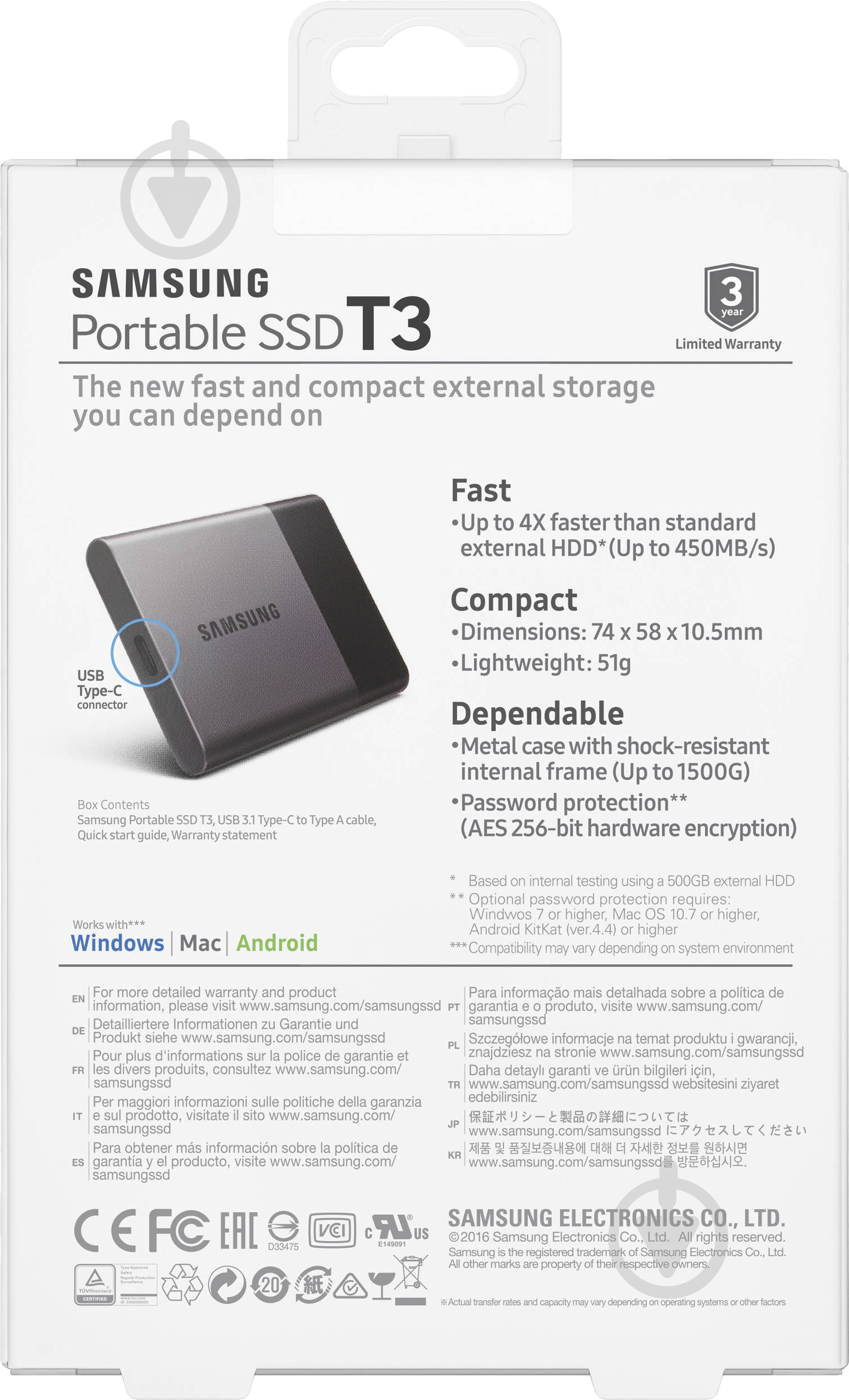 SSD-накопитель Samsung T3 1000GB 2,5" USB 3.1 3D V-NAND (MU-PT1T0B/EU) - фото 11 SSD-накопитель Samsung T3 1000GB 2,5" USB 3.1 3D V-NAND (MU-PT1T0B/EU) - фото 11