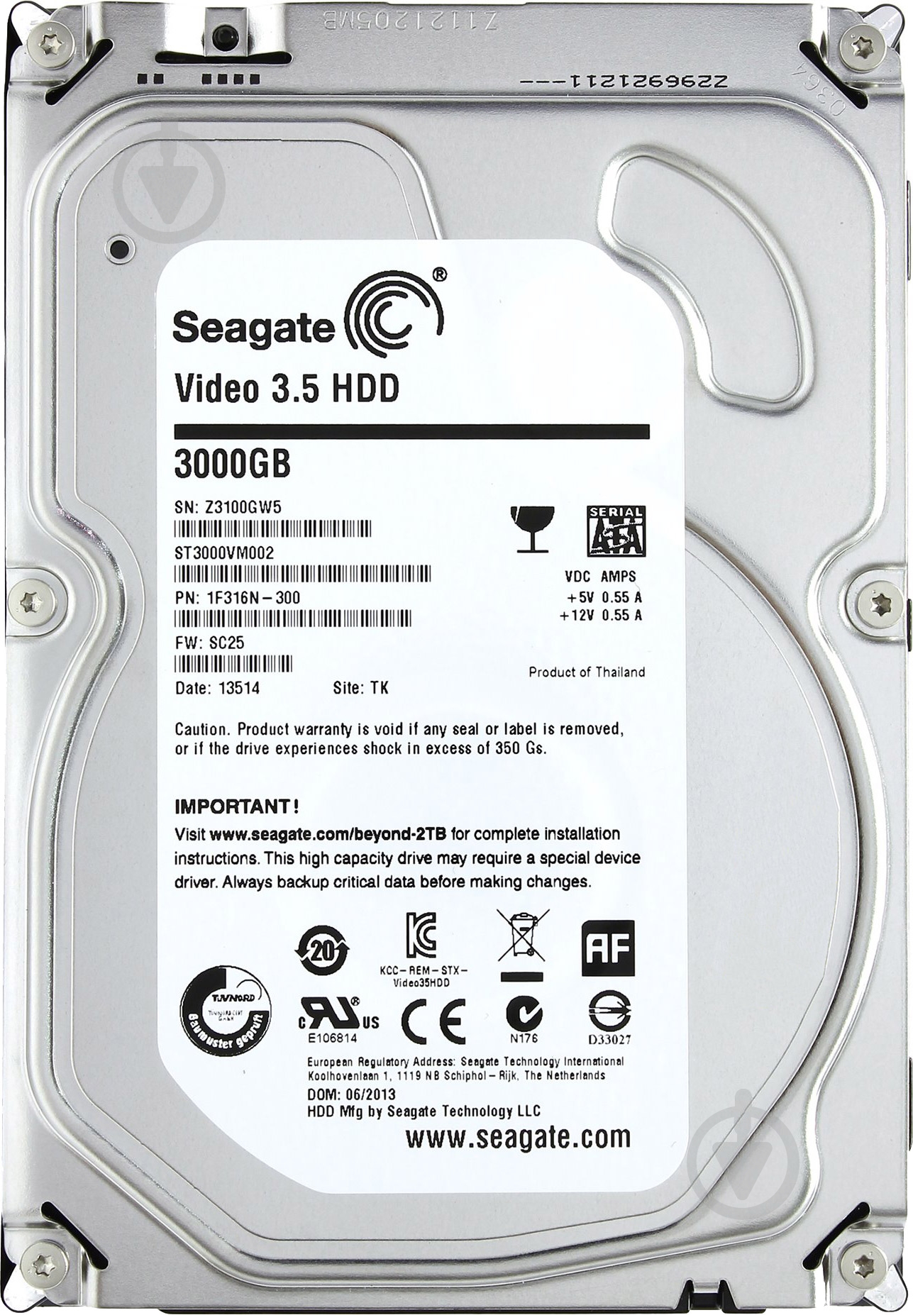 Жесткий диск Seagate Pipeline HD 3 ТБ 3,5" SATA II (ST3000VM002) - фото 1 Жесткий диск Seagate Pipeline HD 3 ТБ 3,5" SATA II (ST3000VM002) - фото 1