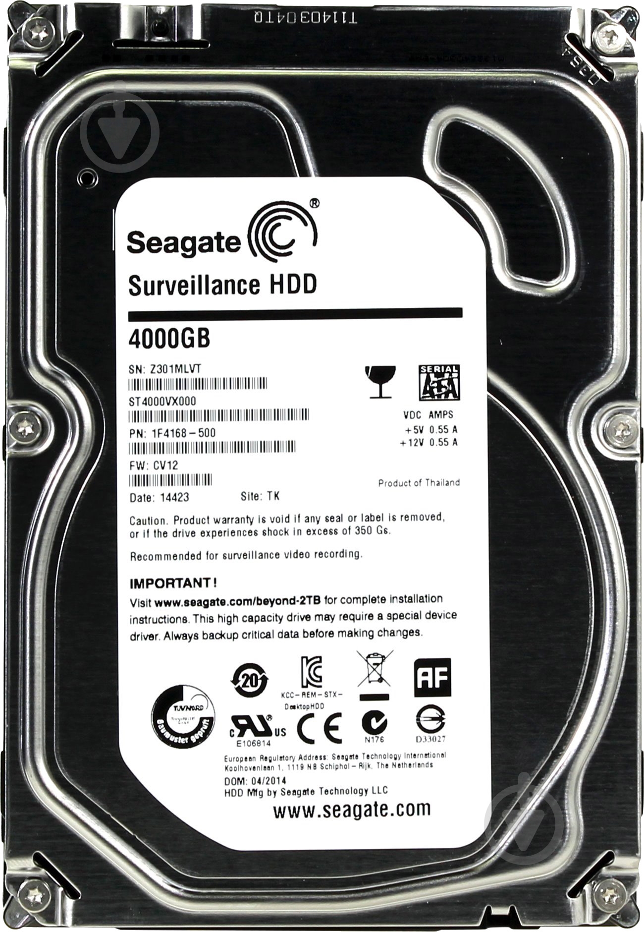 Жесткий диск Seagate Surveillance 4 ТБ 3,5" SATA III (ST4000VX000) - фото 1 Жесткий диск Seagate Surveillance 4 ТБ 3,5" SATA III (ST4000VX000) - фото 1