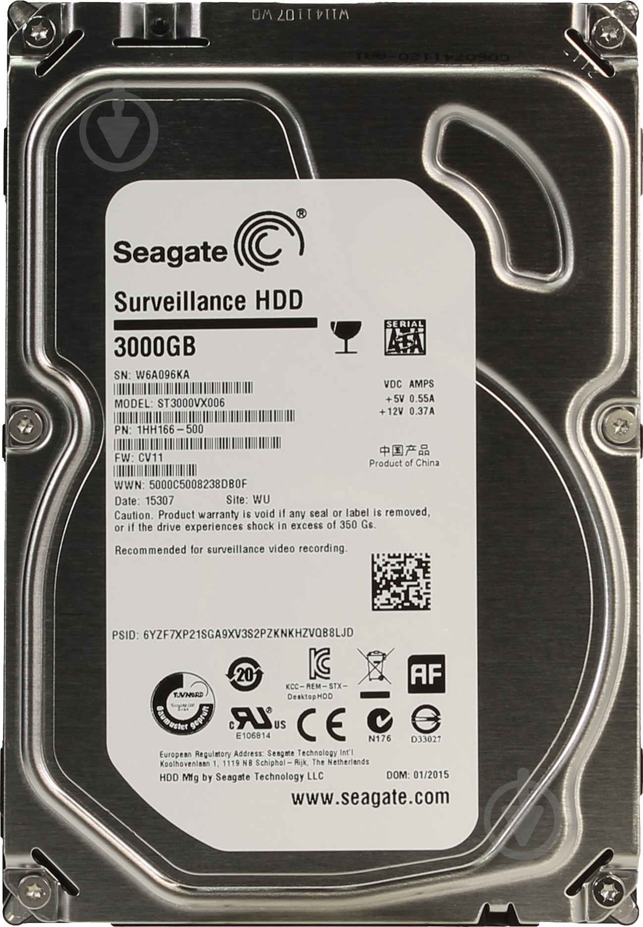 Жесткий диск Seagate Surveillance 3 ТБ 3,5" SATA III (ST3000VX006) - фото 1