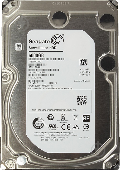 Жесткий диск Seagate Surveillance 6 ТБ 3,5" SATA III (ST6000VX0001) - фото 1 Жесткий диск Seagate Surveillance 6 ТБ 3,5" SATA III (ST6000VX0001) - фото 1