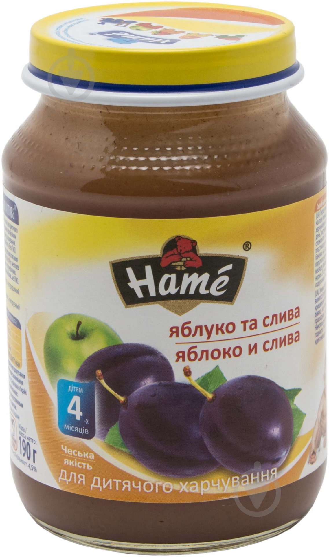 Пюре Hame Яблоко и слива 190 г 8595139717179 - фото 1