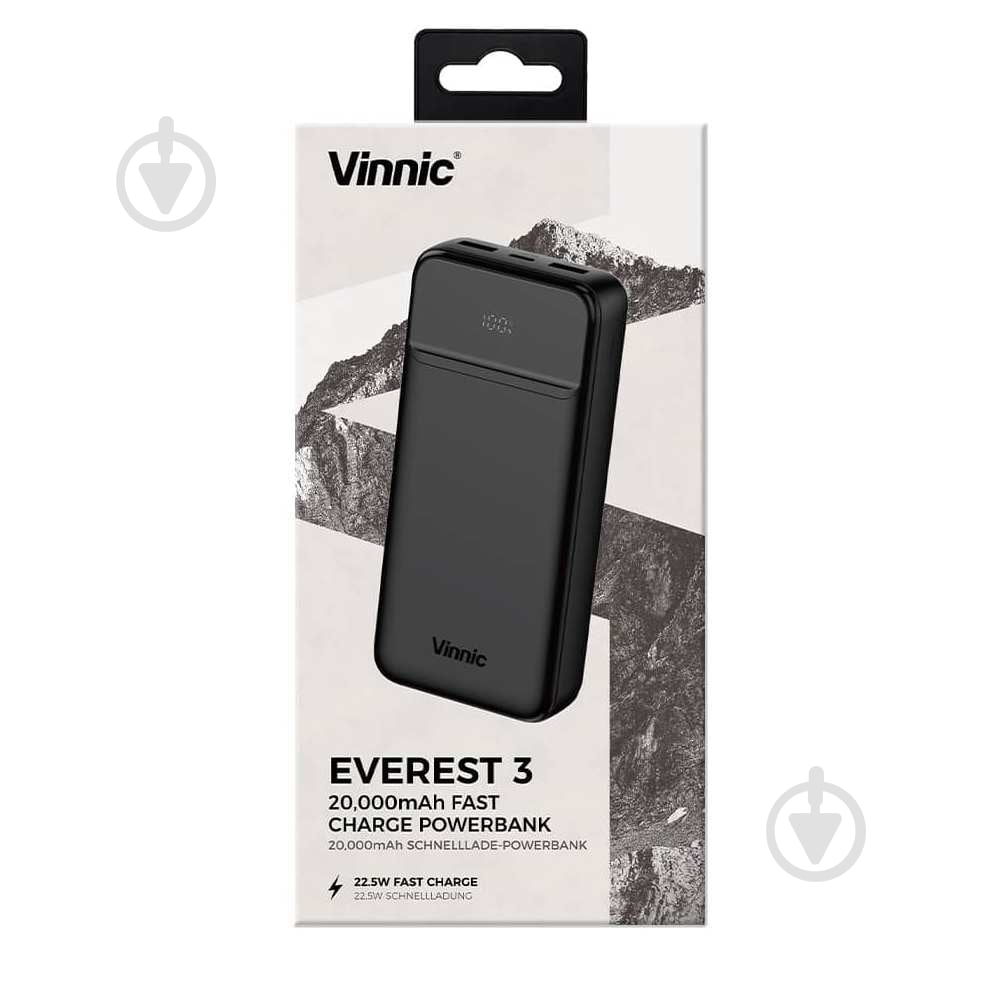 Повербанк Vinnic 20000 mAh black (4898338024562) EVEREST 3 Output Fireproof ABS+PC - фото 6