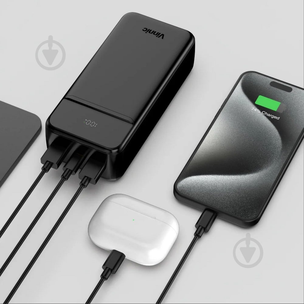 Повербанк Vinnic 30000 mAh black (4898338024579) LCD Power Display - фото 4