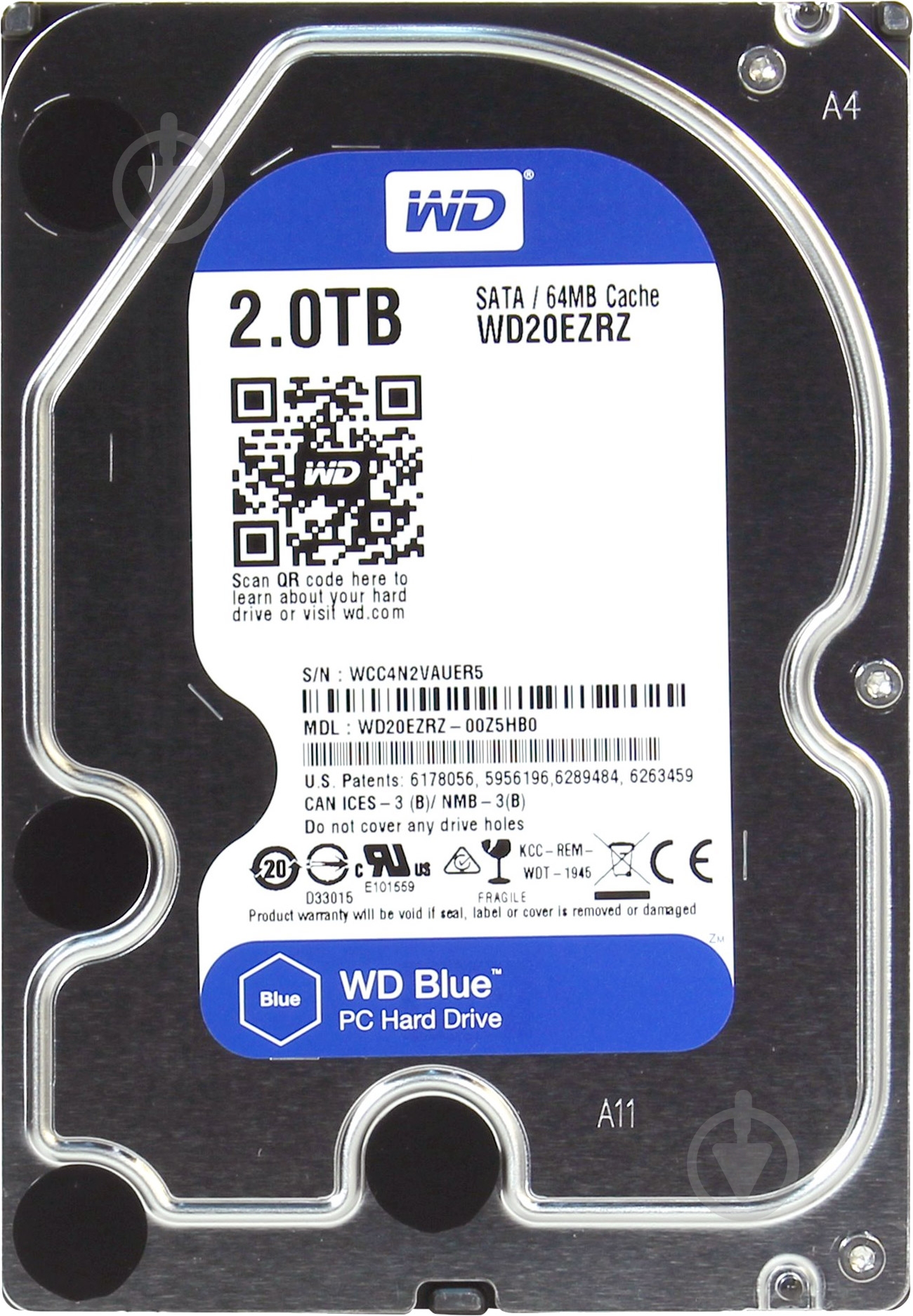 Жесткий диск Western Digital Blue 2 ТБ 3,5" SATA III (WD20EZRZ) - фото 1 Жесткий диск Western Digital Blue 2 ТБ 3,5" SATA III (WD20EZRZ) - фото 1