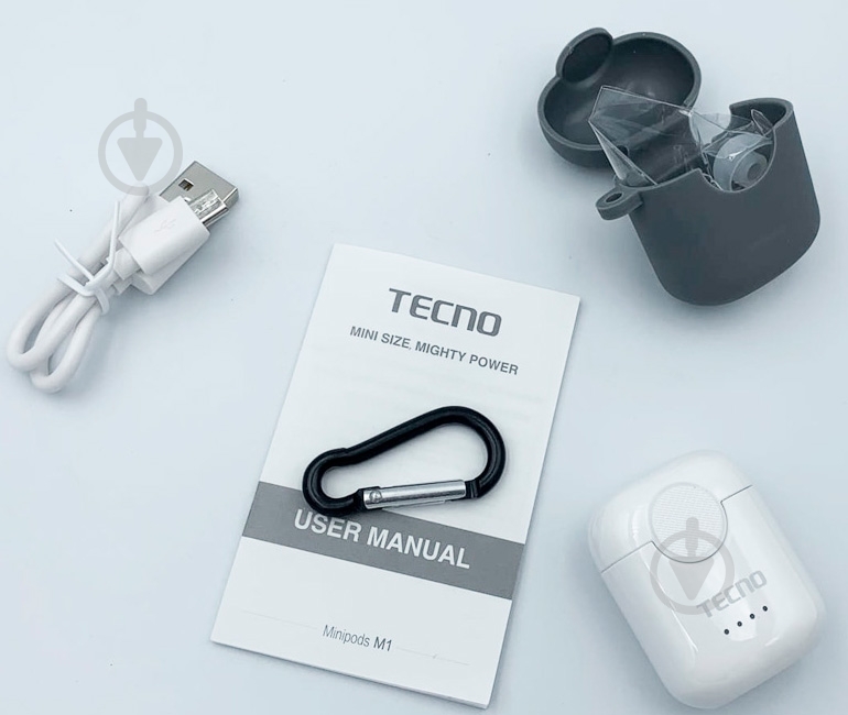 Bluetooth-гарнитура Tecno Minipods M1 white (4895180759475) - фото 9