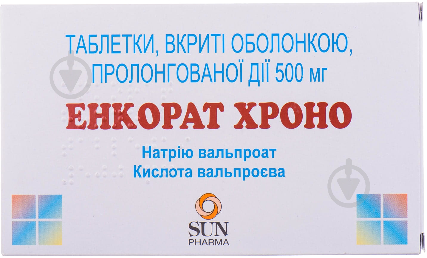 Енкорат хроно вкриті оболонкою пролонгованої дії №30 (10х3) таблетки 500 мг - фото 1