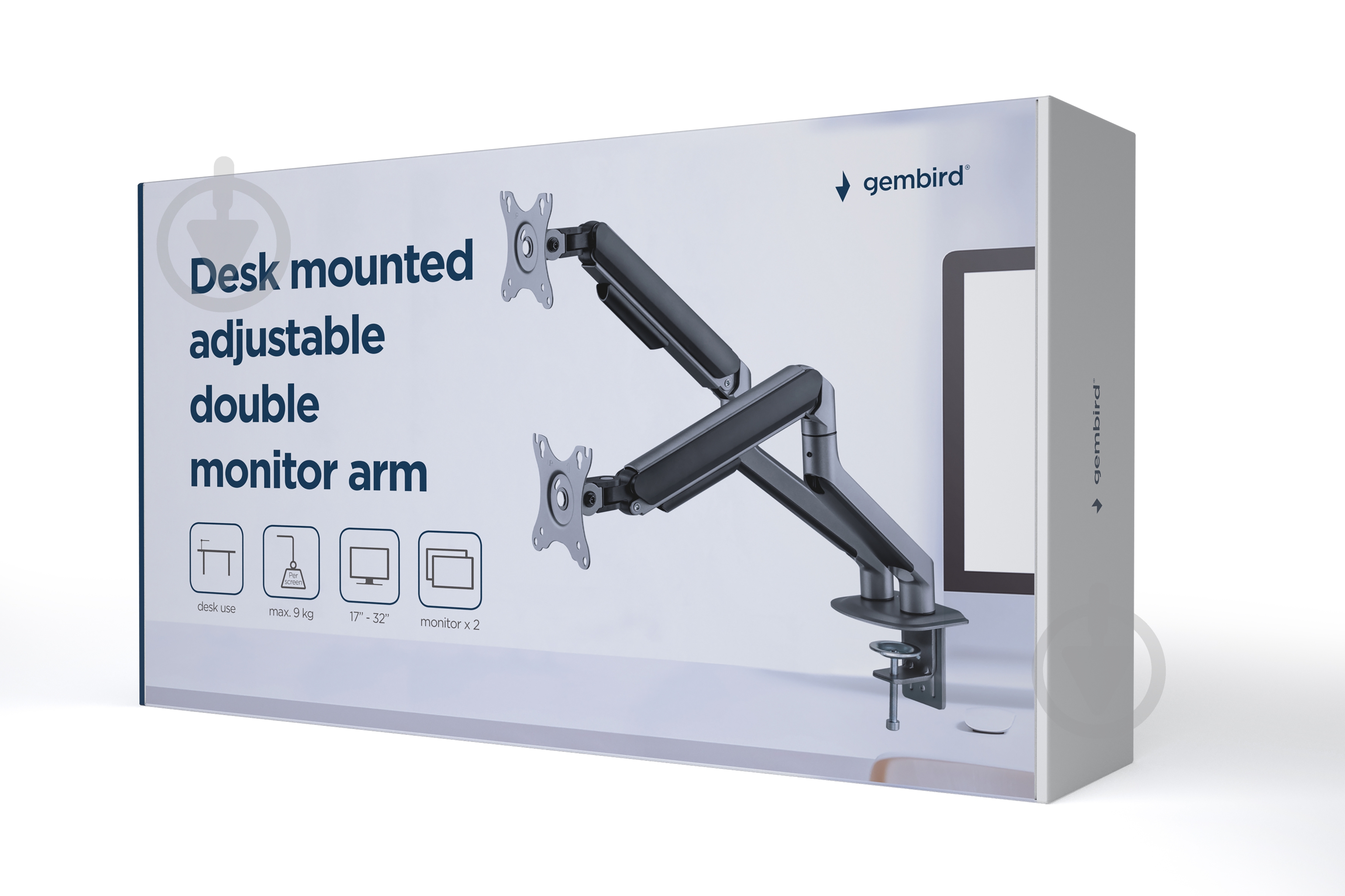 Кронштейн Gembird MA-DA2-05, для 2 мониторов 17-32" (2-9 кг) поворотно-наклонные 17"-32" черный - фото 12