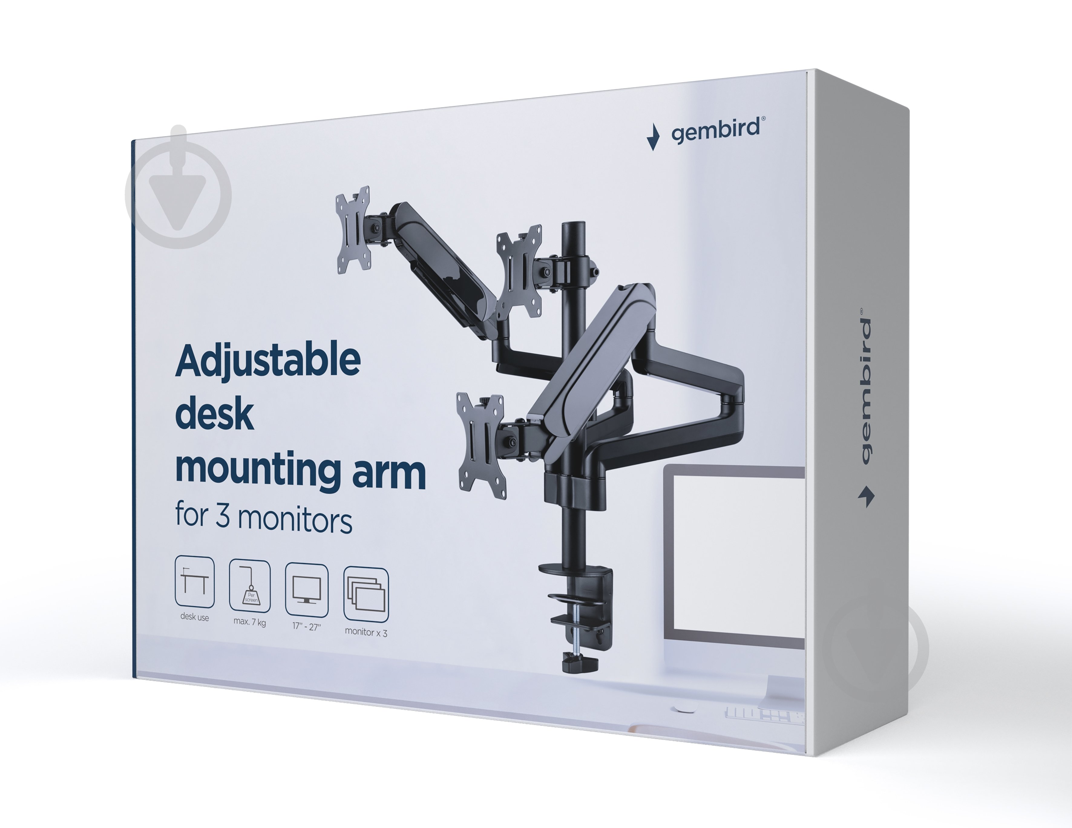 Кронштейн Gembird MA-DA3-01, для 3 мониторов поворотно-наклонные 17"-27" черный - фото 18 Кронштейн Gembird MA-DA3-01, для 3 мониторов поворотно-наклонные 17"-27" черный - фото 18