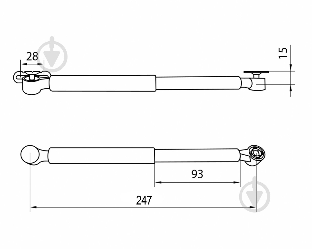 Амортизатор газовый DC 60N мебельный в капсуле 3 крепежа черный ПремиумЛайн без доводчика - фото 2