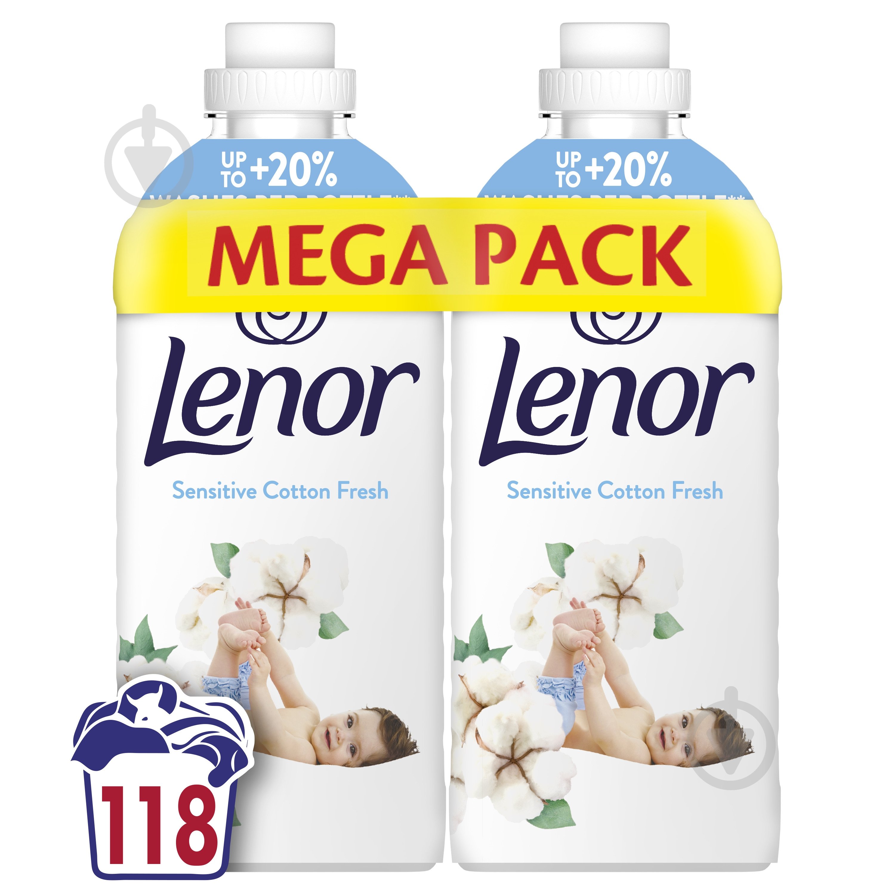 Кондиционер для белья Lenor Свежесть хлопка Mega Pack 1+1 1,239 л - фото 1 Кондиционер для белья Lenor Свежесть хлопка Mega Pack 1+1 1,239 л - фото 1