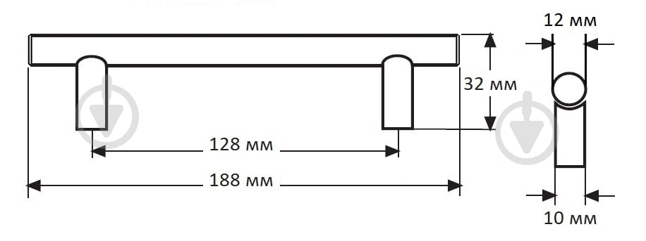 Меблева ручка рейлінгова DC DR 11/128 SS BLK моноліт 128 мм чорний - фото 2