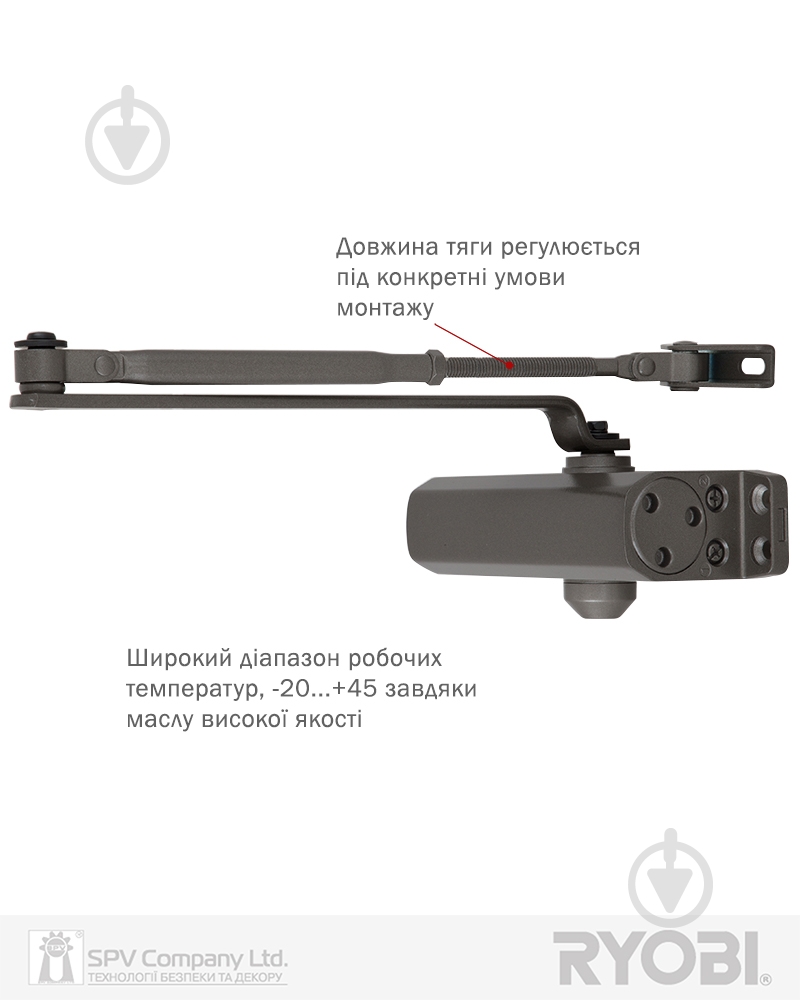 Доводчик дверной RYOBI 9903 STD бронзовый 65 кг - фото 3