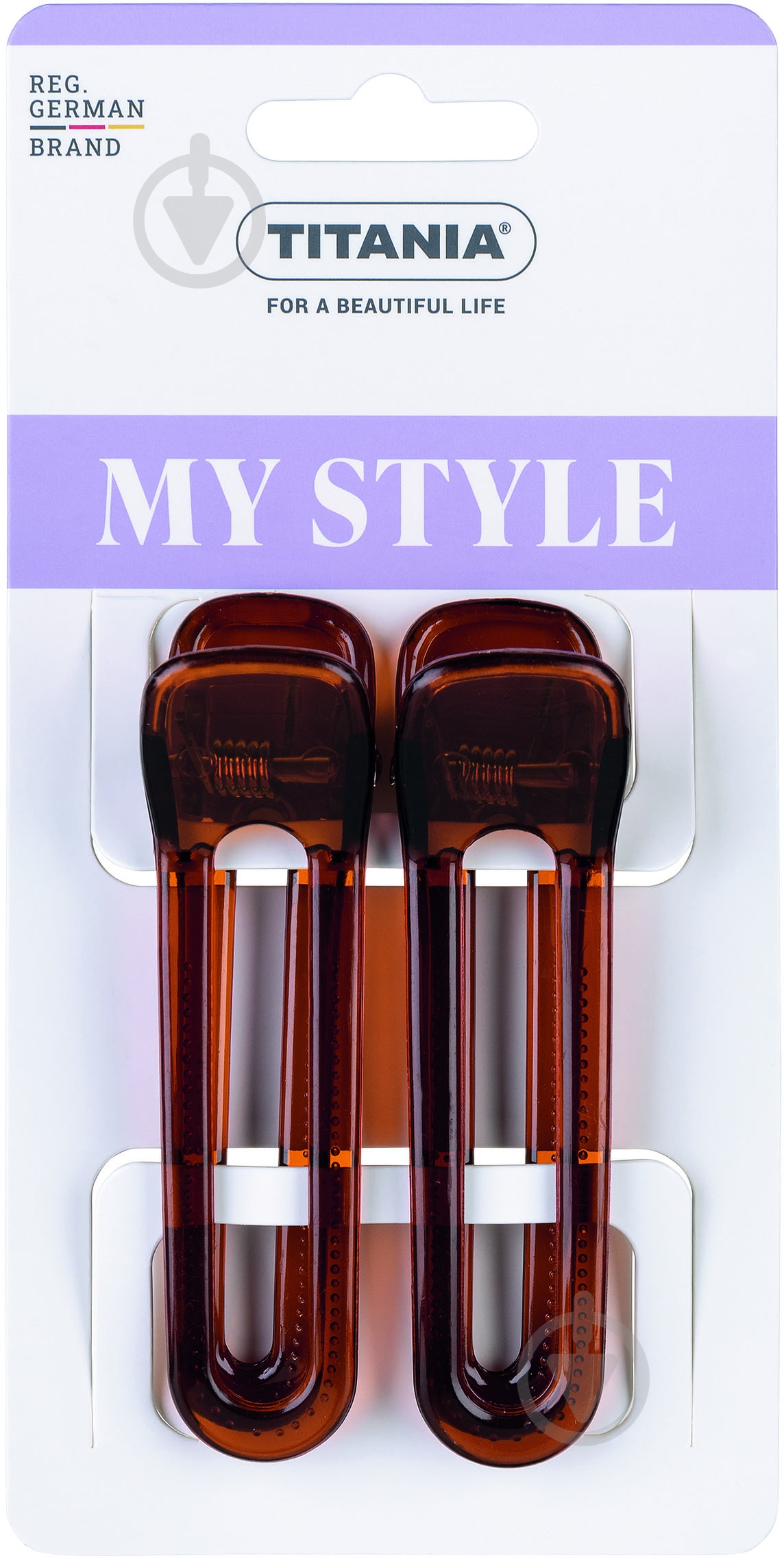 Затискач для волосся TITANIA 8,5см 2шт коричн. - фото 3