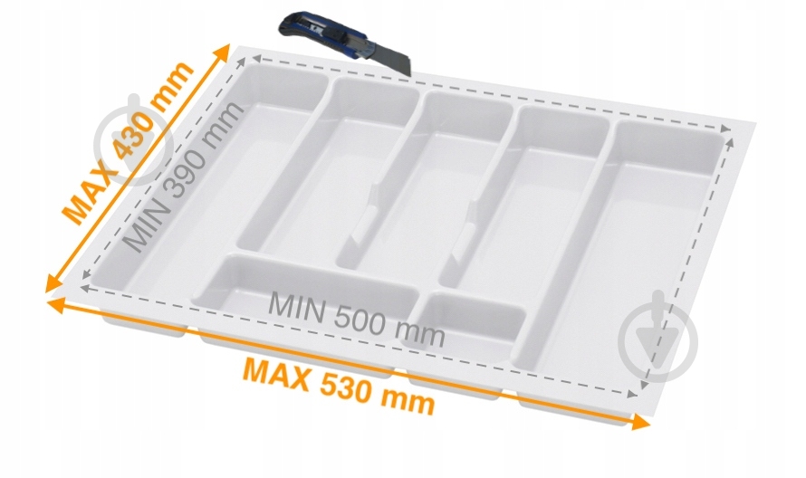 Лоток для столовых приборов Rejs UNI 530x430x45 мм фасад 600 мм пластиковый белый ТЕ13.2504.05.013 - фото 2 Лоток для столовых приборов Rejs UNI 530x430x45 мм фасад 600 мм пластиковый белый ТЕ13.2504.05.013 - фото 2