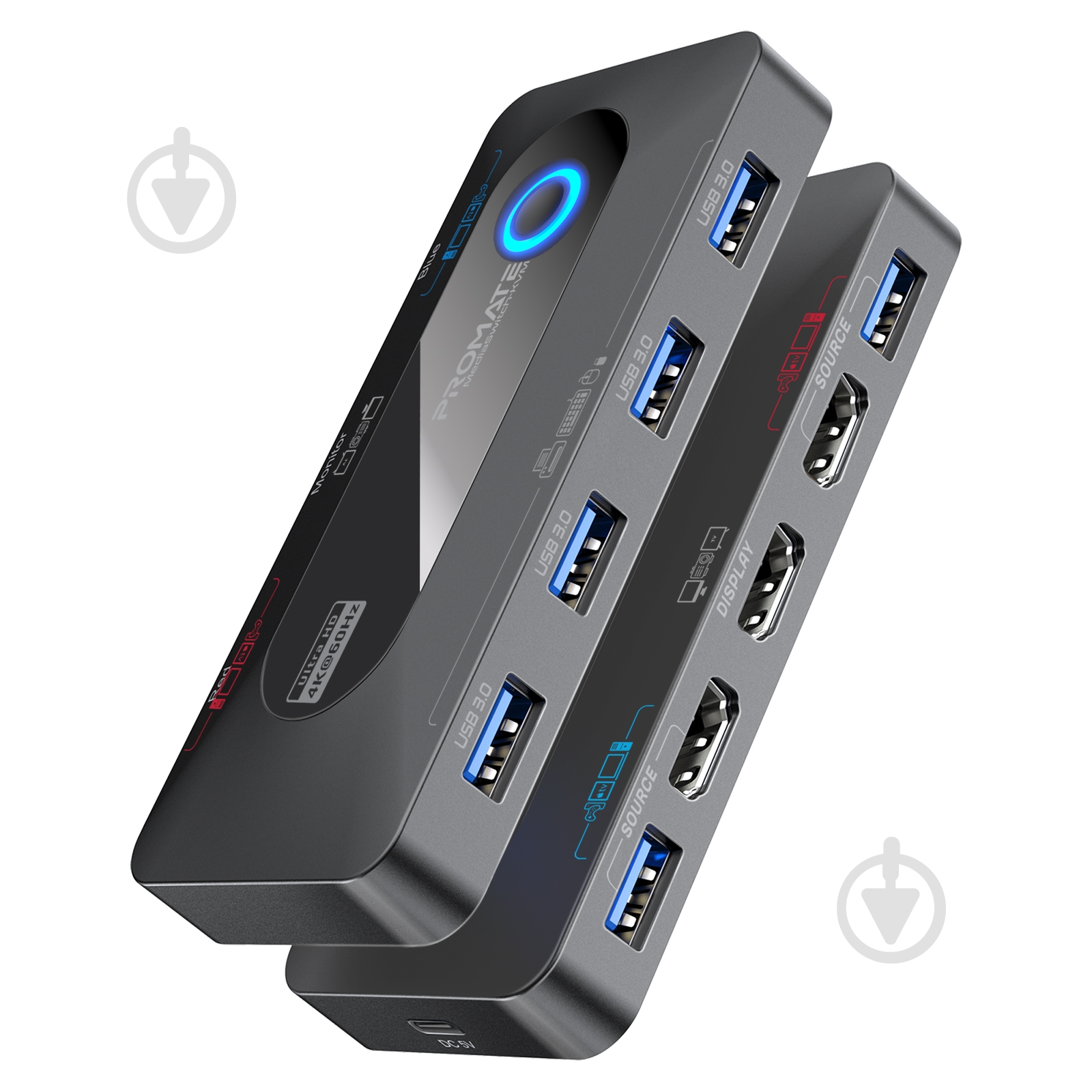 Коммутатор Promate MediaSwitch-KVM 2хHDMI to HDMI, 4хUSB-A - фото 1 Коммутатор Promate MediaSwitch-KVM 2хHDMI to HDMI, 4хUSB-A - фото 1
