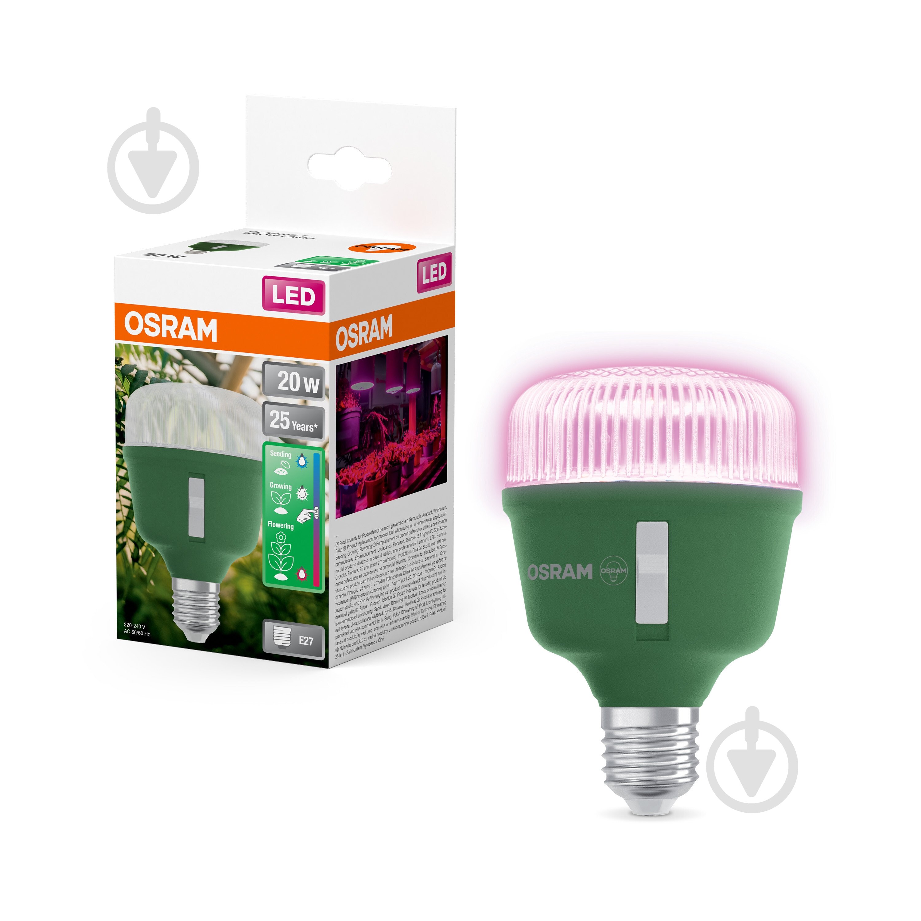 Лампа світлодіодна для росту рослин Osram Star Grow 20 Вт E27 220 В матова (T80 GROW 20W) - фото 1
