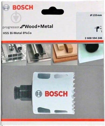 Коронка биметаллическая Bosch BiM 133 мм Progressor 2608594246 - фото 2