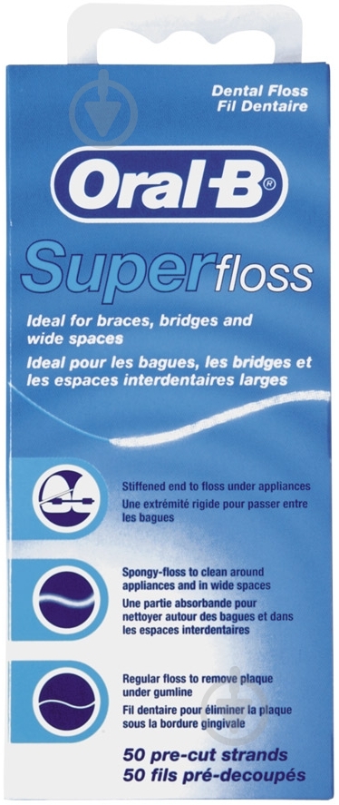 Зубная нить Oral-B Super Floss 50 шт. 50 м - фото 1