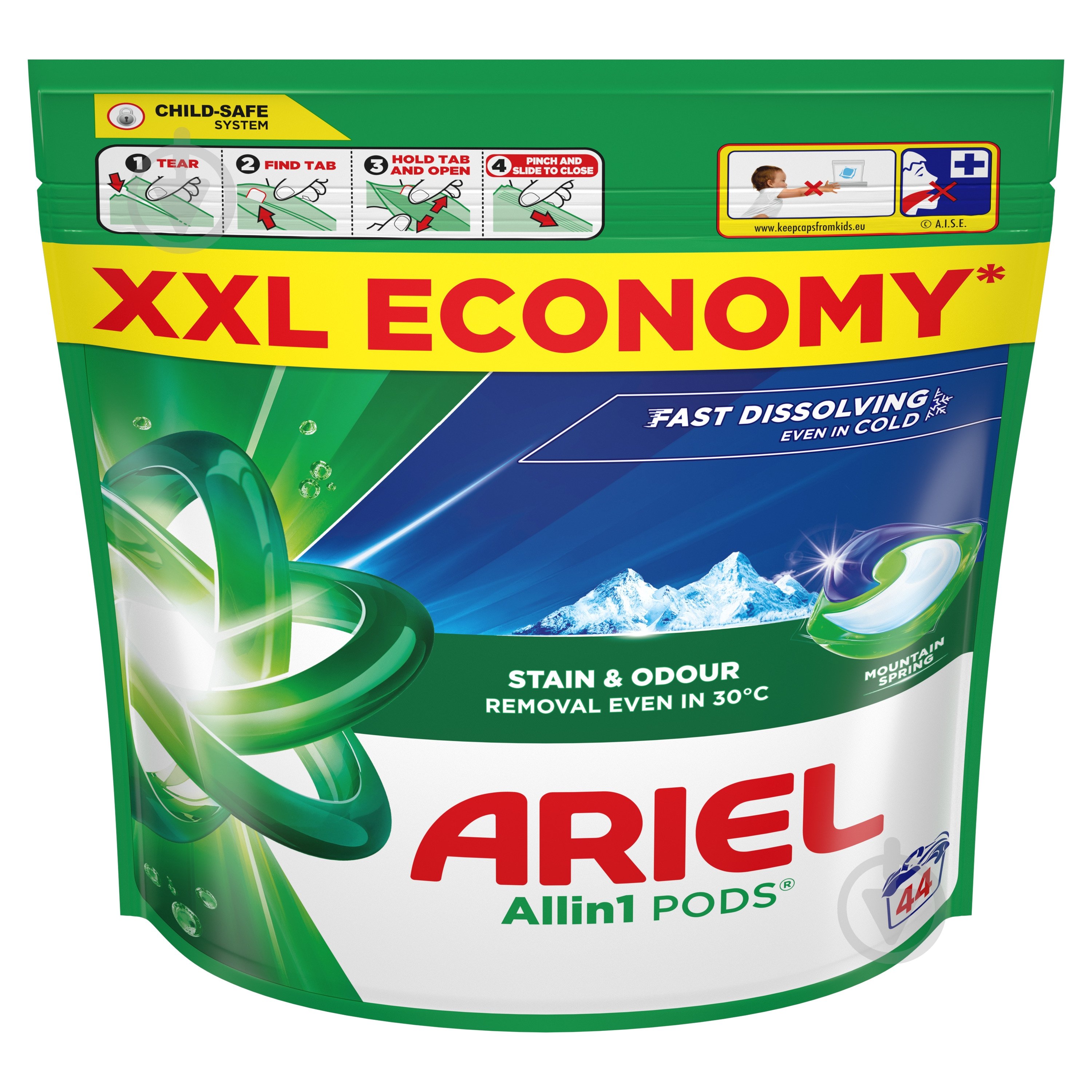 Капсулы для машинной стирки Ariel Все-в-1 Горный источник 44 шт. - фото 2