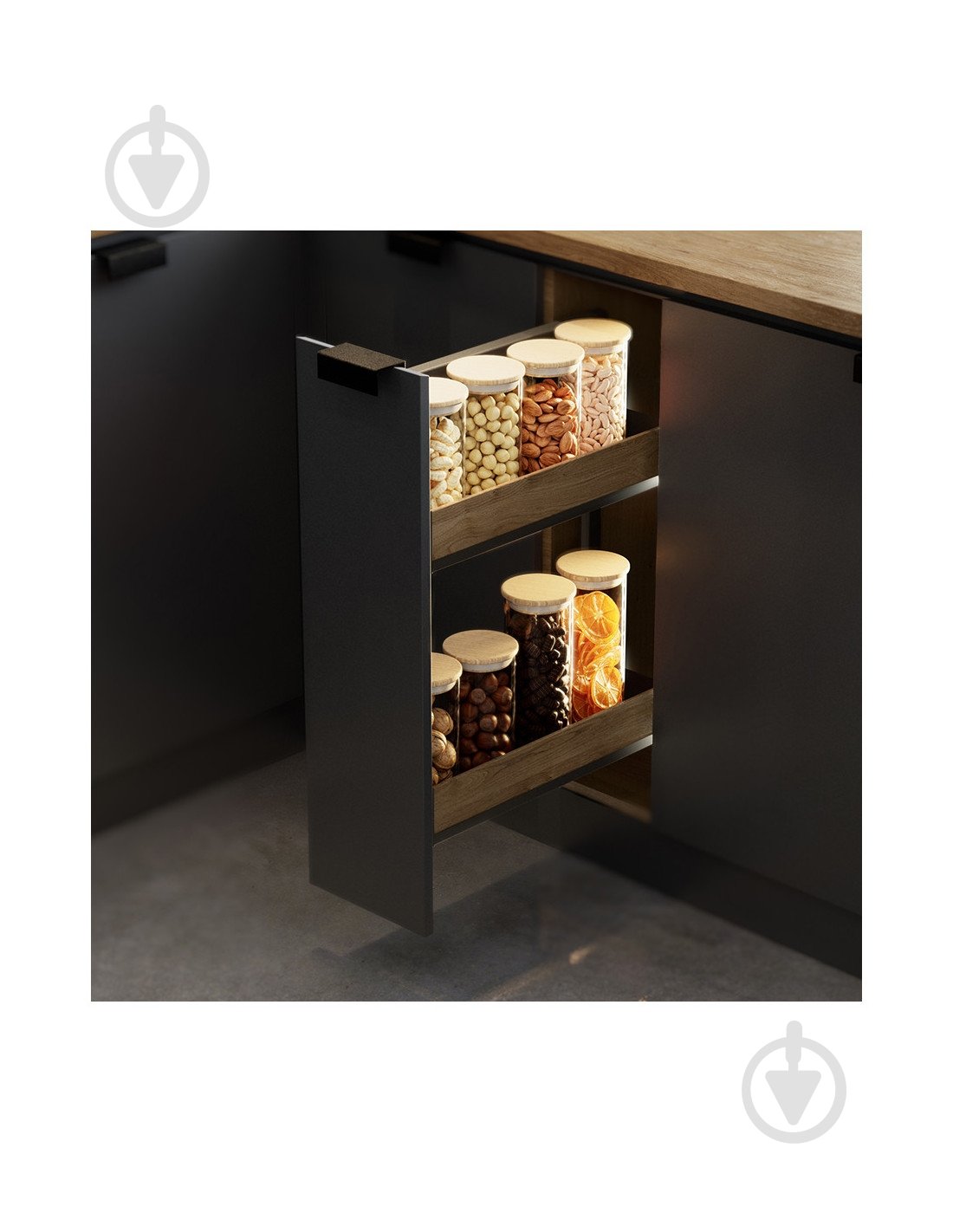 Карго Rejs для кухні 200 мм 2 полиці лівосторонне з доводчиком PURO WE35.0014.12.C74 матовий чорний - фото 3 Карго Rejs для кухні 200 мм 2 полиці лівосторонне з доводчиком PURO WE35.0014.12.C74 матовий чорний - фото 3