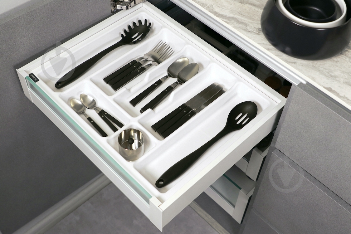 Лоток для столовых приборов Rejs UNI 330x430x45 мм фасад 400 мм пластиковый белый ТЕ13.2502.05.013 - фото 4