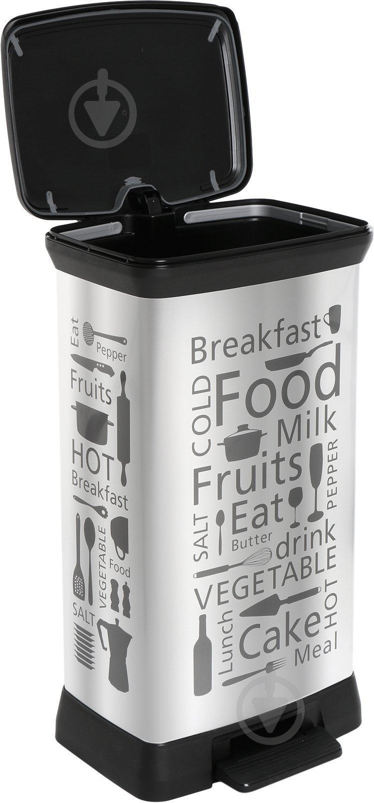 Контейнер для мусора Curver DECO BIN 50 л серебряный 204155 - фото 3