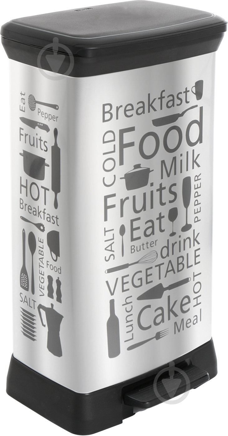 Контейнер для мусора Curver DECO BIN 50 л серебряный 204155 - фото 1